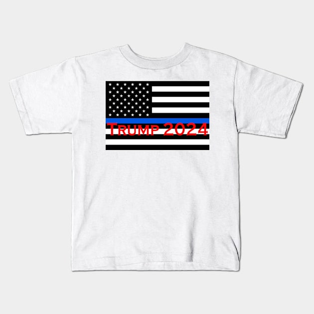 Thin Blue Line Trump Kids T-Shirt by PatriotGear